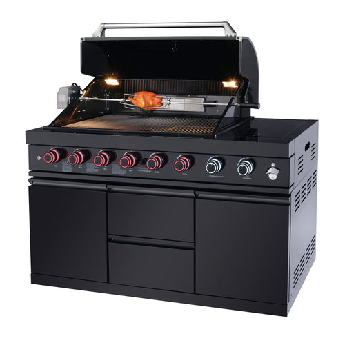 Black Freestanding Gas Grill with Storage Black Stainless steel 304